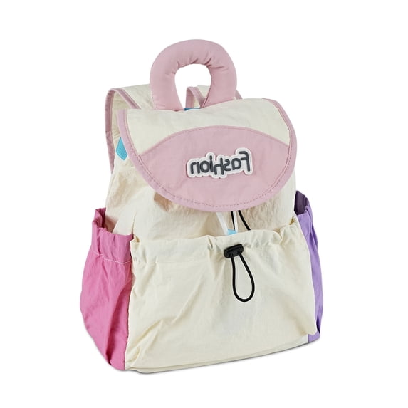 URSOFINE Lightweight Drawstring Backpack Cute Small Color Block Backpack Casual Daypack