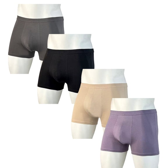 URSOFINE Men's Underwear Boxer Briefs -Regular Leg Breathable Soft Cotton Moisture-Wicking Boxer Briefs for Men 4 Pack