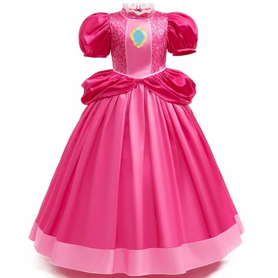 URSOFINE Pink Princess Dress Puff Sleeve Tulle Gown Fancy Royal Costume Dress Up for Birthday Party Halloween Cosplay Outfit