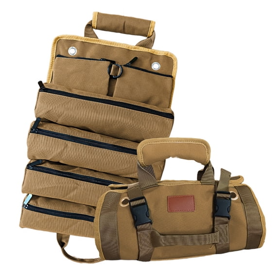 URSOFINE Rolling Tool Bag, Heavy-Duty Oxford Cloth Tool Roll Organizer with 6 Pockets, Detachable Pouches & Water-Resistant Design for Electricians, Carpenters & Maintenance Workers