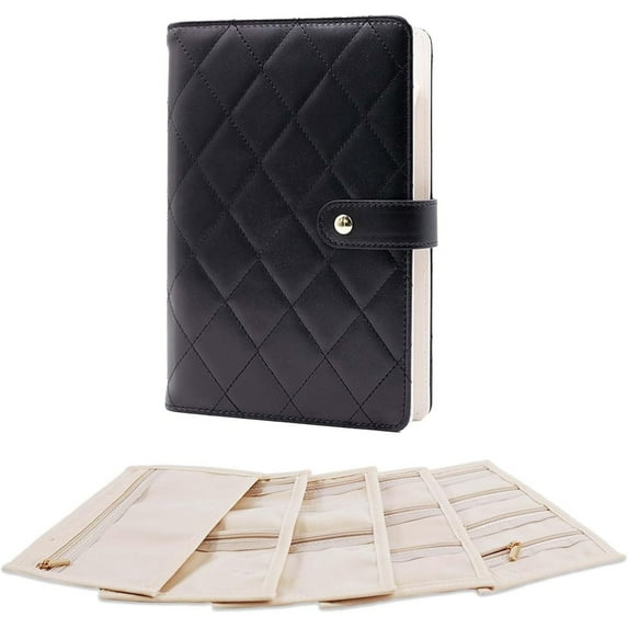 URSOFINE Travel Jewelry Organizer Case,Jewelry Storage Roll Bag for Women,Tangle-Free Portable Storage for Necklaces & Earrings/Rings/Bracelets,Jewelry Storage Book, Waterproof Organizer Bag