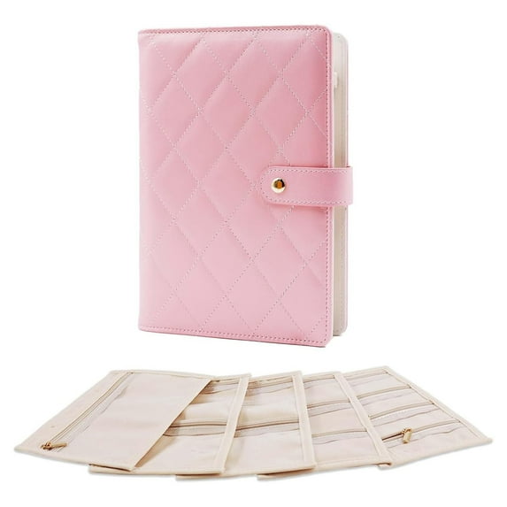 URSOFINE Travel Jewelry Organizer Case,Jewelry Storage Roll Bag for Women,Tangle-Free Portable Storage for Necklaces & Earrings/Rings/Bracelets,Jewelry Storage Book, Waterproof Organizer Bag