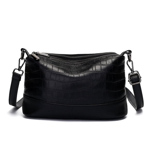 URSOFINE Women Crocodile Embossed Crossbody Bag Multi-Pocket Leather Shoulder Purse with Adjustable Strap