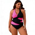 thumbnail image 1 of URSOFINE Women Plus Size One Piece Swimsuits Tummy Control Twist Front Bathing Suits V Neck Color Block Swimwear, 1 of 6