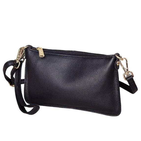 URSOFINE Women's Genuine Leather Crossbody Clutch - Small Convertible Wristlet Handbag with Adjustable Strap, 4 Colors