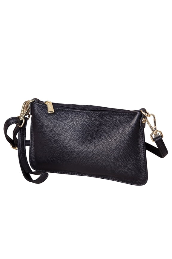 Women's Genuine Leather Crossbody Clutch - Small Convertible Wristlet Handbag with Adjustable Strap, 4 Colors