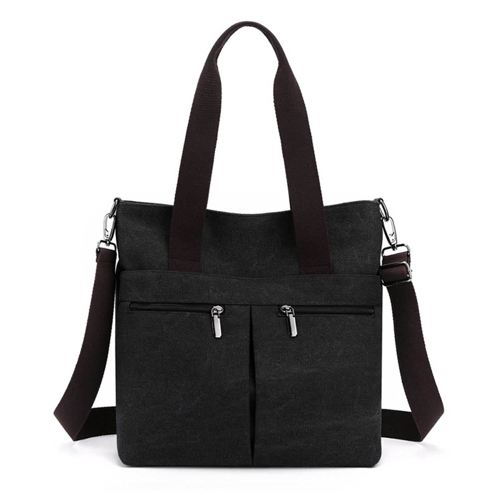 URSOFINE Women's Handbag Canvas Tote Bag Stylish Ladies Purse Lightweight Crossbody with Multi-Pocket & Adjustable Strap Durable Hobo Bags for Work Travel College Shopping Commuting Everyday Use