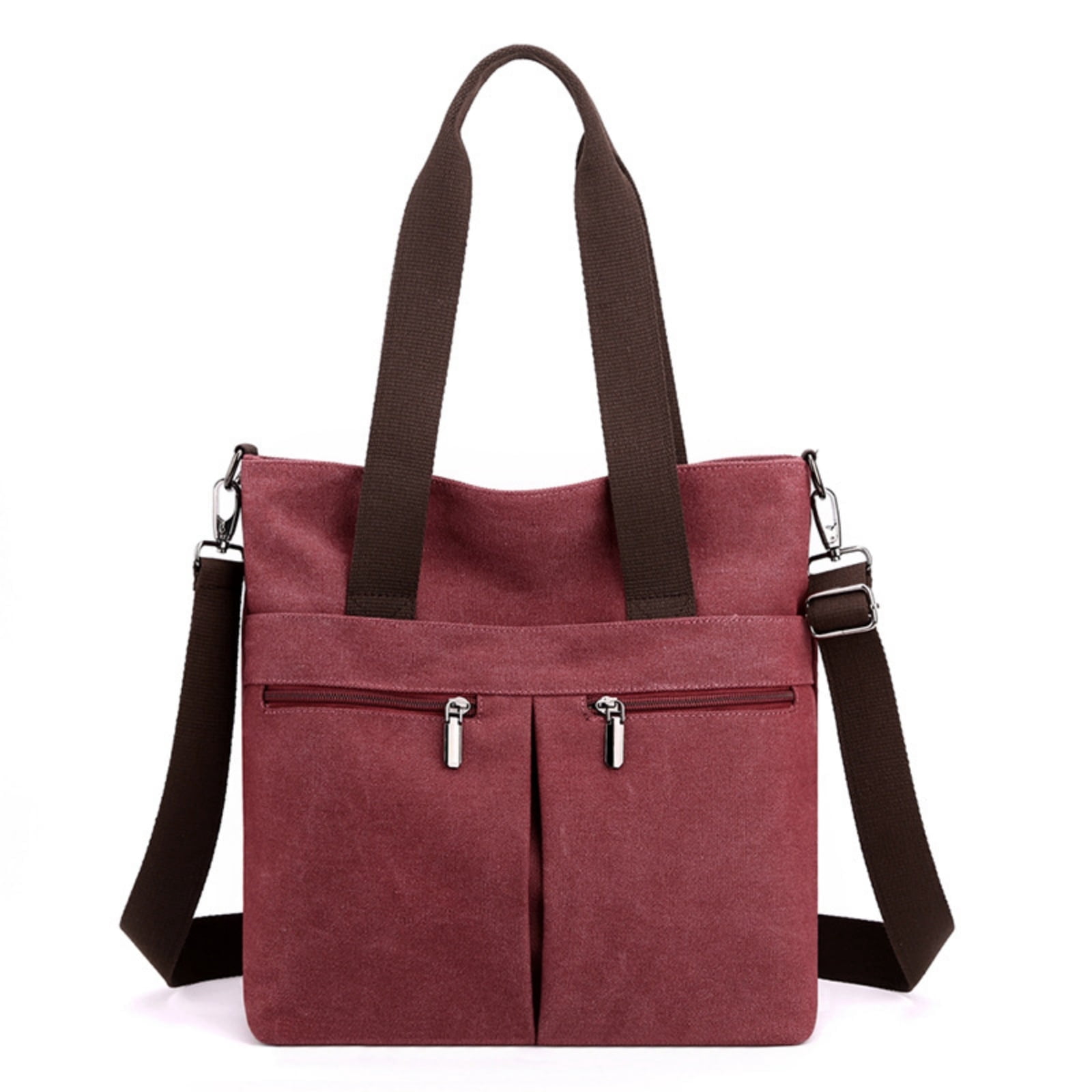 URSOFINE Women's Handbag Canvas Tote Bag Stylish Ladies Purse Lightweight Crossbody with Multi-Pocket & Adjustable Strap Durable Hobo Bags for Work Travel College Shopping Commuting Everyday Use