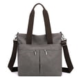 thumbnail image 1 of URSOFINE Canvas Tote Bag for Women, Multi-Pocket Crossbody Shoulder Purse with Adjustable Strap, Versatile Work & Travel Handbag (Grey), 1 of 7