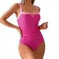 thumbnail image 1 of URSOFINE Women's Ruched Tummy Control One Piece Swimsuit V Neck Cutout High Cut Bathing Suit, 1 of 4