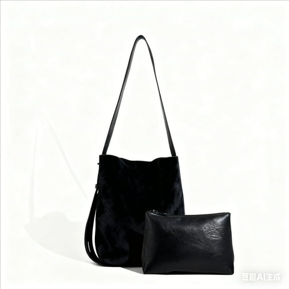 URSOFINE Women’s Trendy Suede Tote Bag Slouchy Shoulder Bags For Women Fall Bucket Underarm Bag Winter Hobo Bag Work Purses Suede Travel Handbag with Adjustable Top Handle 2pcs