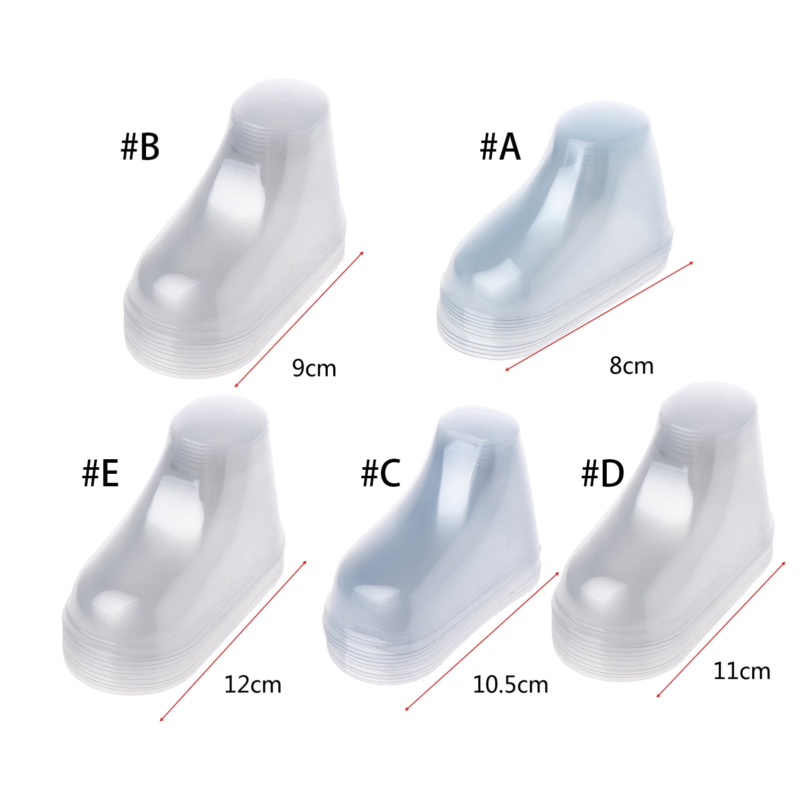 10 Pcs Clear Plastic Baby Feet Forms - Display Stands For Baby Booties, Shoes, & Socks (Sizes 8cm-12cm)
