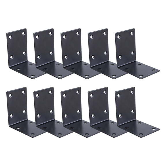 URTERYSER 10Pieces Heavy Duty Steel L Angles Brackets Heavy Duty 90 Degree Steel L Brackets Easy to Use for Wood Corner Shelf Black