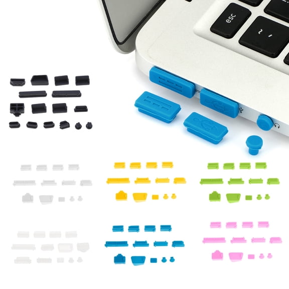 URTERYSER 13PieceS Plugs Soft Silicone Data Port USB Protector Set Laptop Dus Transparent