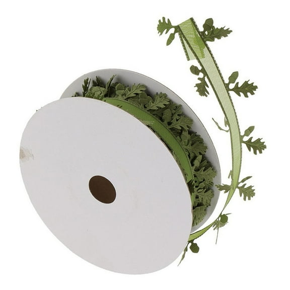 URTERYSER 40mmX20m Leaf Ribbon Decorative Ribbon Christmas Wrapping Ribbons for Bows Making Christmas Wedding Decoration Packaging Green