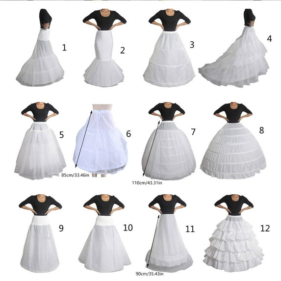 URTERYSER Crinoline Underskirt Petticoat Floor Length for Women Bridal Dress Vintage Gown White Hoop Skirt Multiple Styles White 3