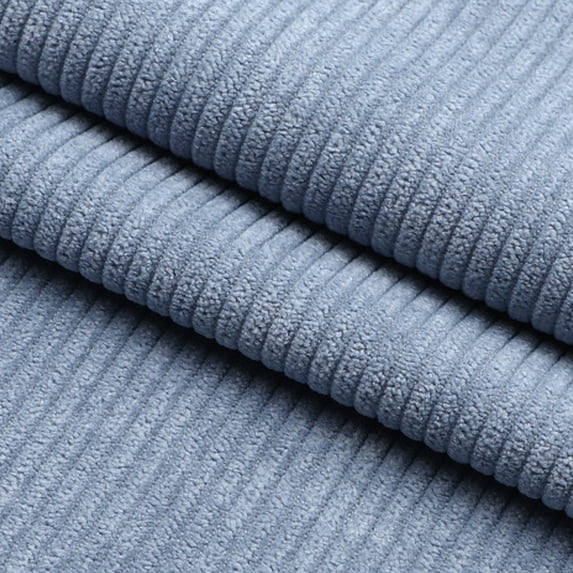 URTERYSER Durability Corduroy Fabric Solid Color Stripe Handmade Making Fabric Clothing for Furniture and Projects Fog Blue