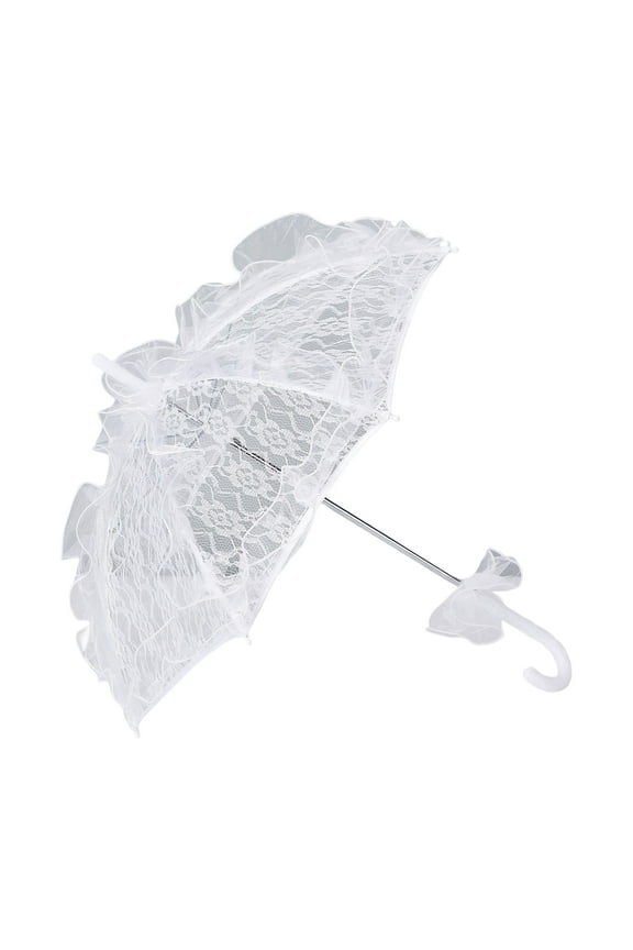 Elegant Lace Trim Umbrella for Women with Sun Protective Designs and Comfortable Handle for Wedding Ceremony Photography Milky White