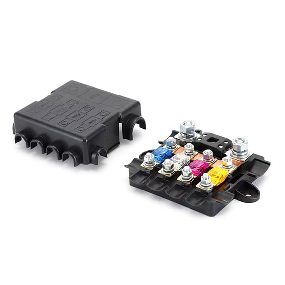 URTERYSER Heavy Duty 5 Way High Current Fuses Box Power Distribution Suitable for 12V 24V Applications Vehicle Electrical Systems Black