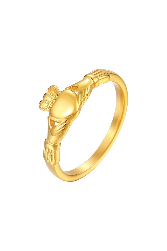 Irish Claddagh Designs Wedding Bands Symbolizing Friendship and Loyalty Crafted In Gold Tone Steel for Couples Color 2