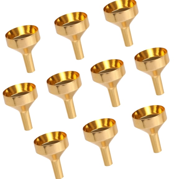 URTERYSER Pack of 10 Small Metal Perfumes Funnel Kitchen Funnel Filling Funnel for Easy Transfer and Filling into Small Bottles Golden