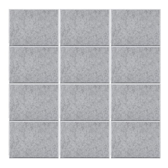 URTERYSER Pack of 12 Polyester Fiber Soundproof Wall Panels Wall Tiles Sound Absorbing Panels Suitable for Living Room Studios Silver Gray
