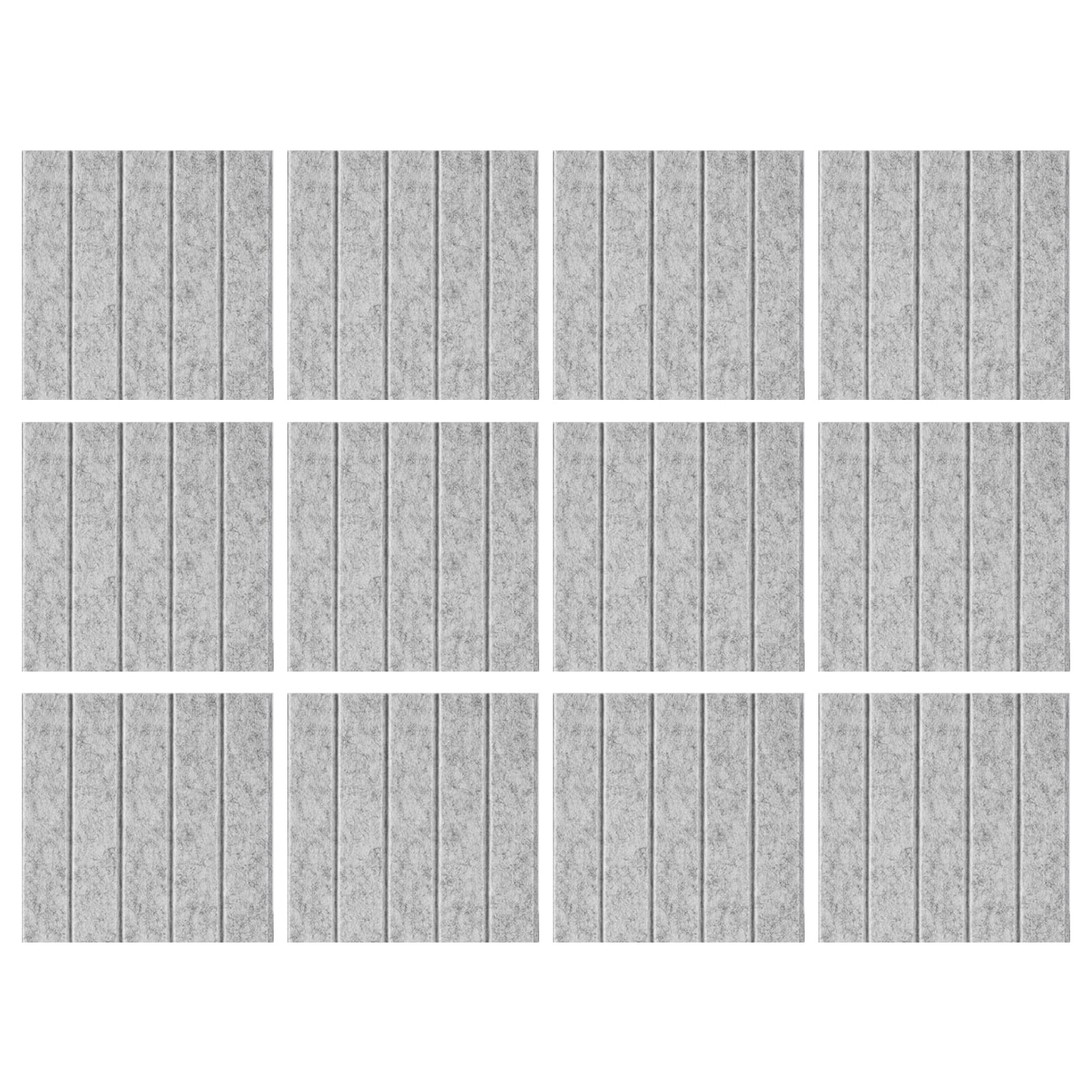 URTERYSER Pack of 12 Soundproof Foam Panels Wall Self Adhesive Acoustic Tiles Polyester Texture Perfect for Studios and Home Wall Silver Gray