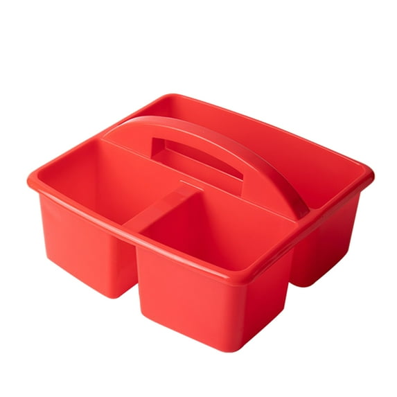 URTERYSER Portable 3 Compartments Storage with Carrying Handle Divided Basket Bin Box Multiuse Arts Caddies Red