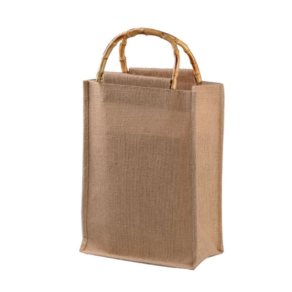 URTERYSER Portable Burlap Shopping Bag Handbag Loop Handles Reusable Light brown