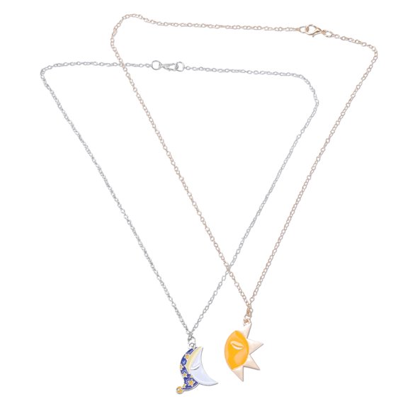 URTERYSER Set of 2 Alloy Sun and Moon Necklace Elegant Couple Necklace Love Pendant Jewelry for Daily and Party Wear