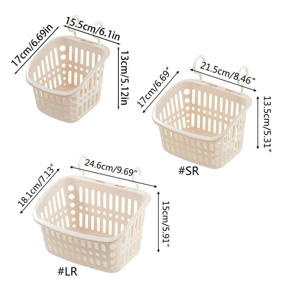 URTERYSER Storage Basket with Hooks Stackable Desktop Wall Mounted Container White