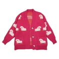 thumbnail image 1 of URTERYSER Women Long Sleeve Knit Cardigan Cartoon Sheep Button Sweater Coat with Pockets Rose Red, 1 of 9