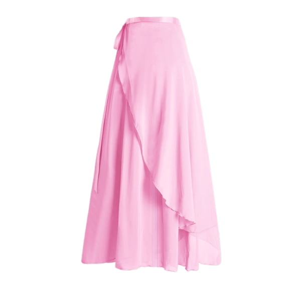 URTERYSER Women Wrap Dance Skirt Girls Long Dance Skirt Ballet Wrap Skirt Dance Skate Over Scarf Skirt Dancewear Pink
