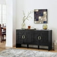 thumbnail image 1 of URTR 60" Mid Century Modern Sideboard Buffet Cabinet with Storage, TV Media Console, Storage Cabinet with Geometric Pattern & Adjustable Shelves for Kitchen Dining Living Room Entryway Hallway,Brown, 1 of 6