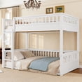 thumbnail image 1 of URTR Full over Full Bunk Bed with Ladder & Guardrails, Solid Wood Detachable Low Bunk Bed, Space-Saving Design & No Box Spring Needed for Bedroom, White, 1 of 9