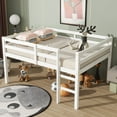 thumbnail image 1 of URTR Full Size Low Loft Bed with Rails and Ladder, Rubber Wood Full Loft Bed Frame with Large Under-Bed Space, Low Profile Bedframe for Bedroom, White, 1 of 8