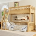 thumbnail image 1 of URTR Twin over Full Bunk Bed with Ladder & Guardrails, Solid Wood Detachable Low Bunk Bed, Space-Saving Design & No Box Spring Needed for Bedroom, Natural, 1 of 9
