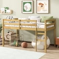 thumbnail image 1 of URTR Twin Size Low Loft Bed with Rails and Ladder, Rubber Wood Twin Loft Bed Frame with Large Under-Bed Space, Low Profile Bedframe for Bedroom, Natural, 1 of 8