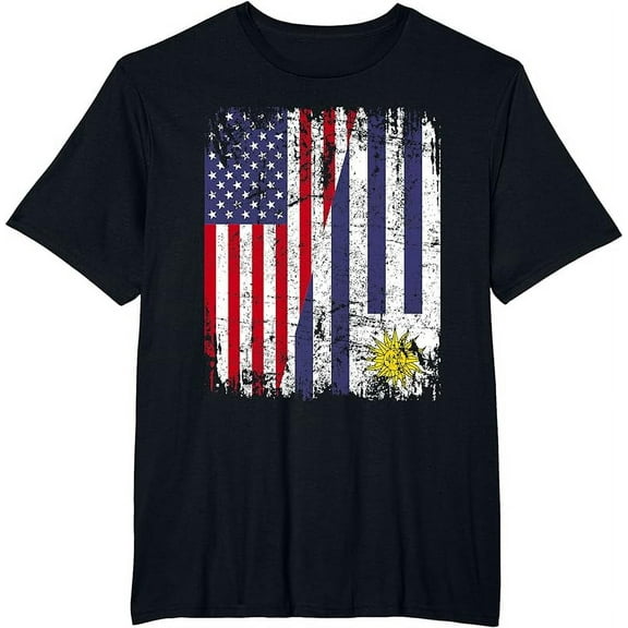 URUGUAYAN ROOTS | Half American Flag | URUGUAY T-Shirt