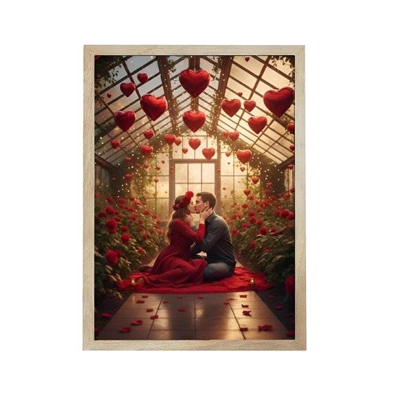 URVIP Red Valentine's Day LED Photo Frame, 9x12 USB Powered Shadow Box with Romantic Glow, Great Anniversary, Wedding, or Birthday Gift for Girlfriend, Wife, or Her (Flower Sea Balloon Kiss) A101
