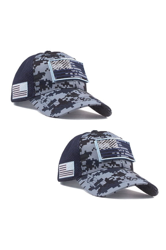 US 1 American Flag Hat Tactical Army Detachable Patch Mesh Camo Baseball Cap