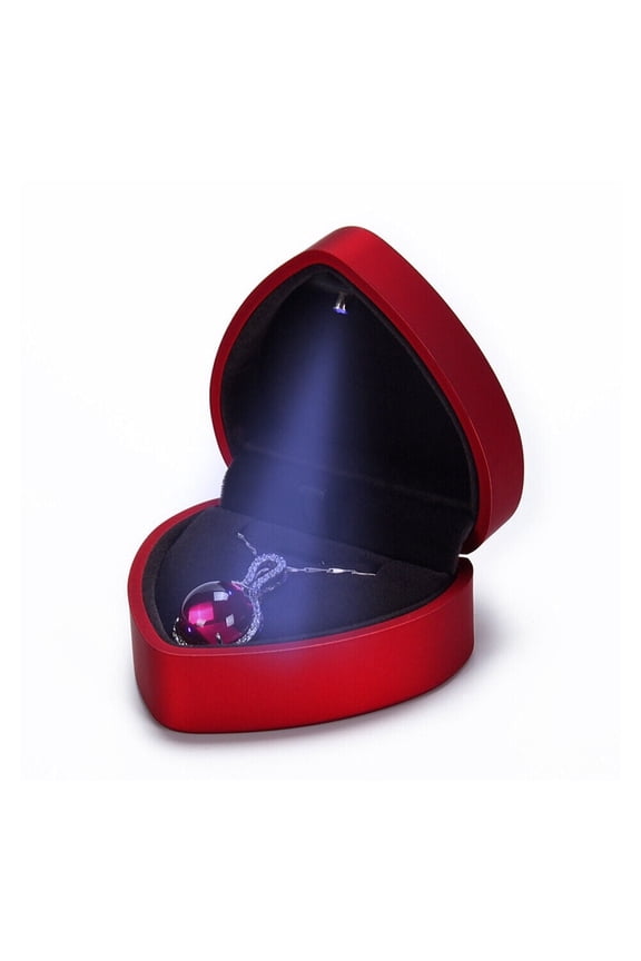US 1 Diamond Ring Box LED Light Velvet Jewelry Gift Wedding Proposal Organizer