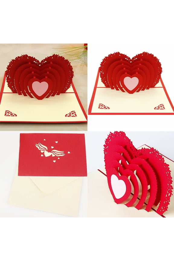 US 1-2 Pack 3D Pop Up Greeting Card LOVE Wedding Birthday Valentines Anniversary