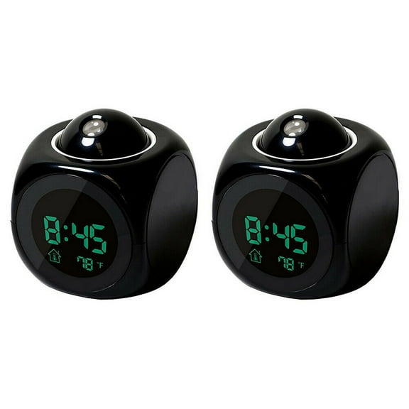US 1- 2 Pack Projection Alarm Clock LED Digital Voice Report Digital Alarm Clock