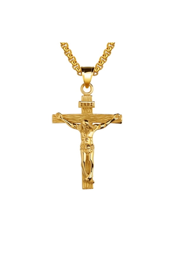 US 1-2 Pack Stainless Steel Jesus Christ Crucifix Cross Pendant Necklace For Men