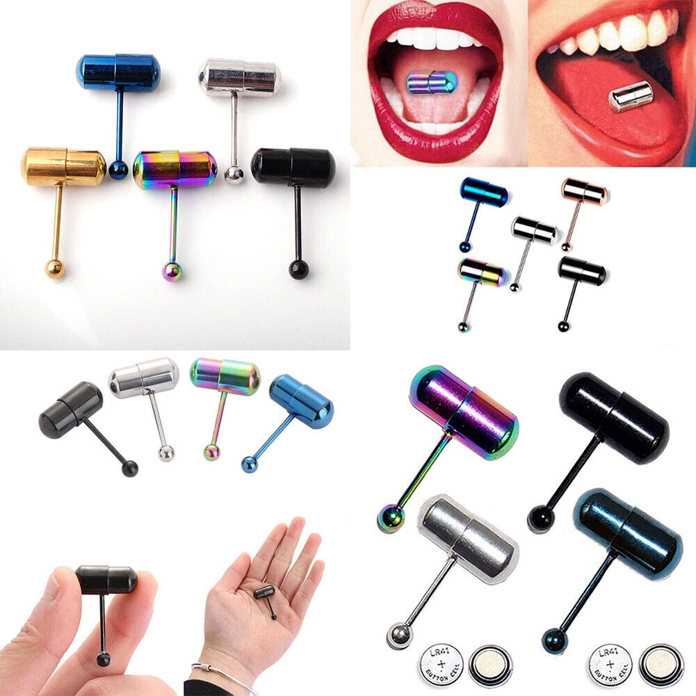 US 12 Pack Vibrating Tongue Ring Stainless Steel Punk Tongue Bar Body