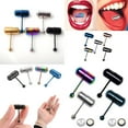 thumbnail image 1 of US 1-2 Pack Vibrating Tongue Ring Stainless Steel Punk Tongue Bar Body Piercing, 1 of 12