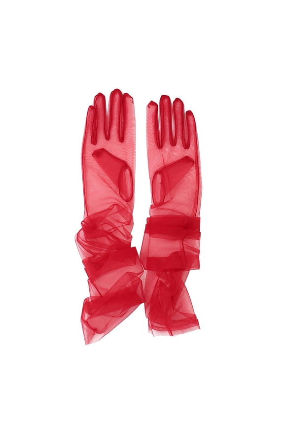 US 1~2 Paris 27'' Wedding Bridal Prom Sheer Tulle Long Elbow Gloves Party Opera