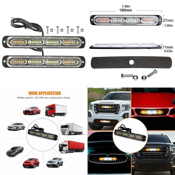 US 1 Pc 24V Bright LED Emergency Strobe Lights Warning Amber/White Flash Light