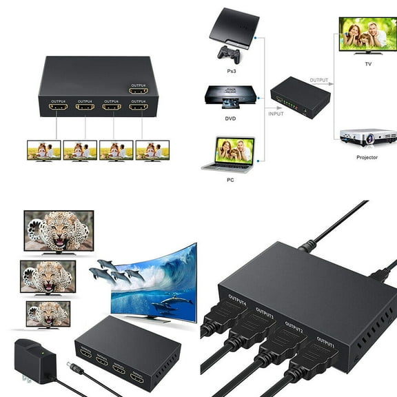 US 1-2 Pc 4 Port HDMI 4K Hub Multi Splitter & Amplifier For 3D HDTV 1080P 1X4